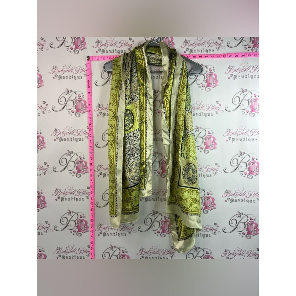 Scarf scarve wrap shiny Silky look Green Patterned Women's Scarf - Unbranded